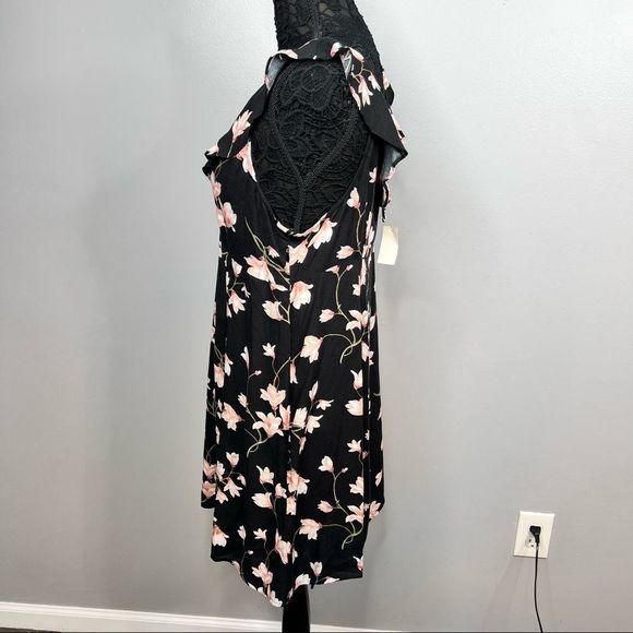 Sz XL Aeropostale Black Sleeveless Pink Floral Dress - Picture 3 of 10